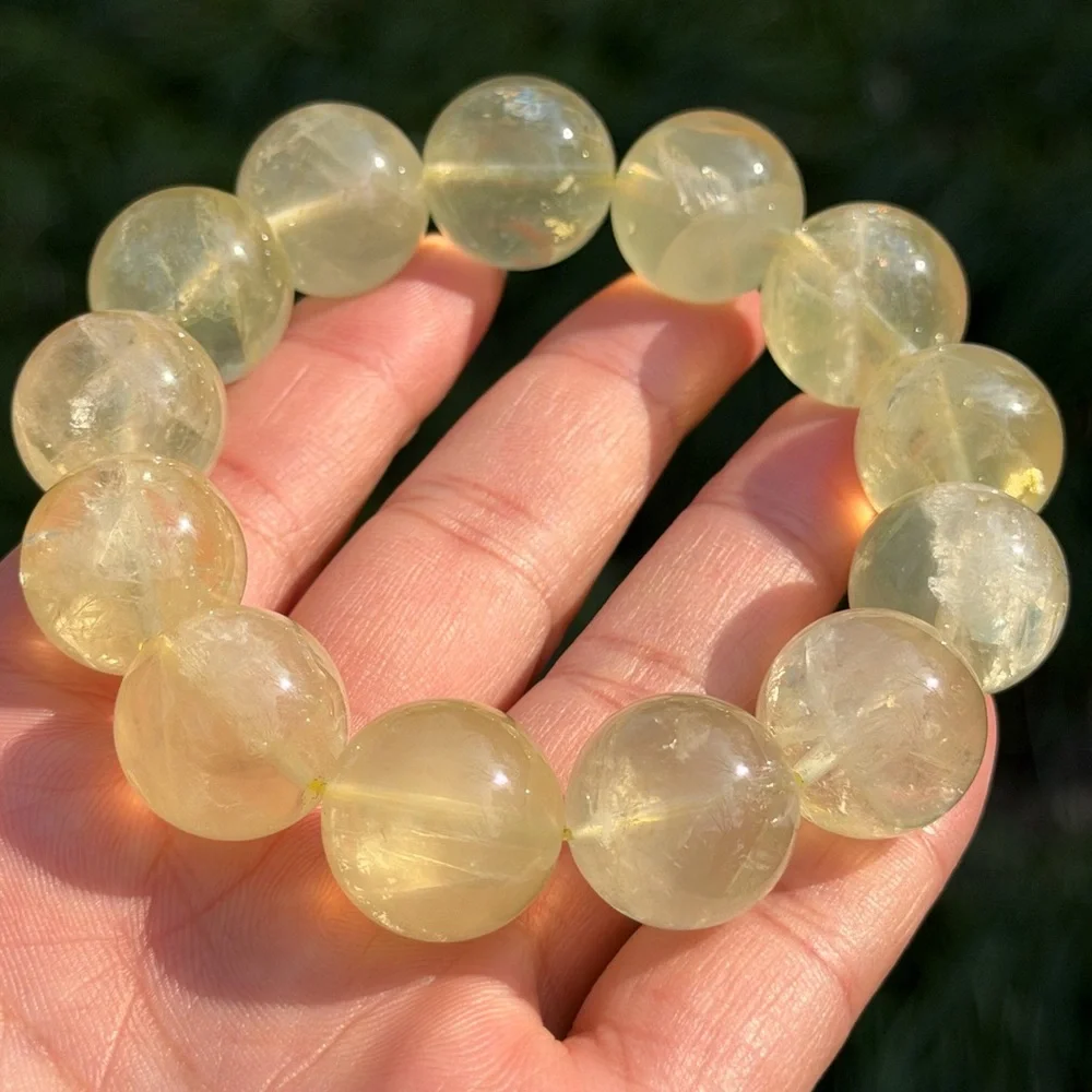 17mm stretchable chunky lemon quartz‎ bracelet 1060
